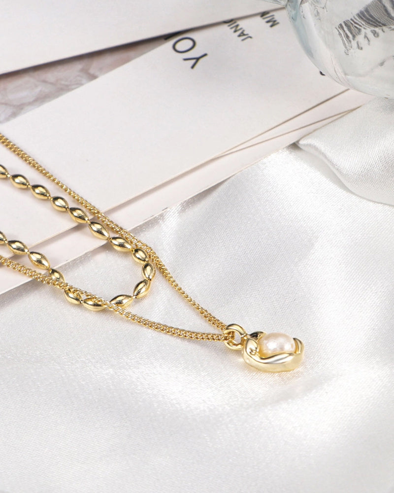 LUXURY PEARL NECKLACE BEADED COLLARBONE CHAIN