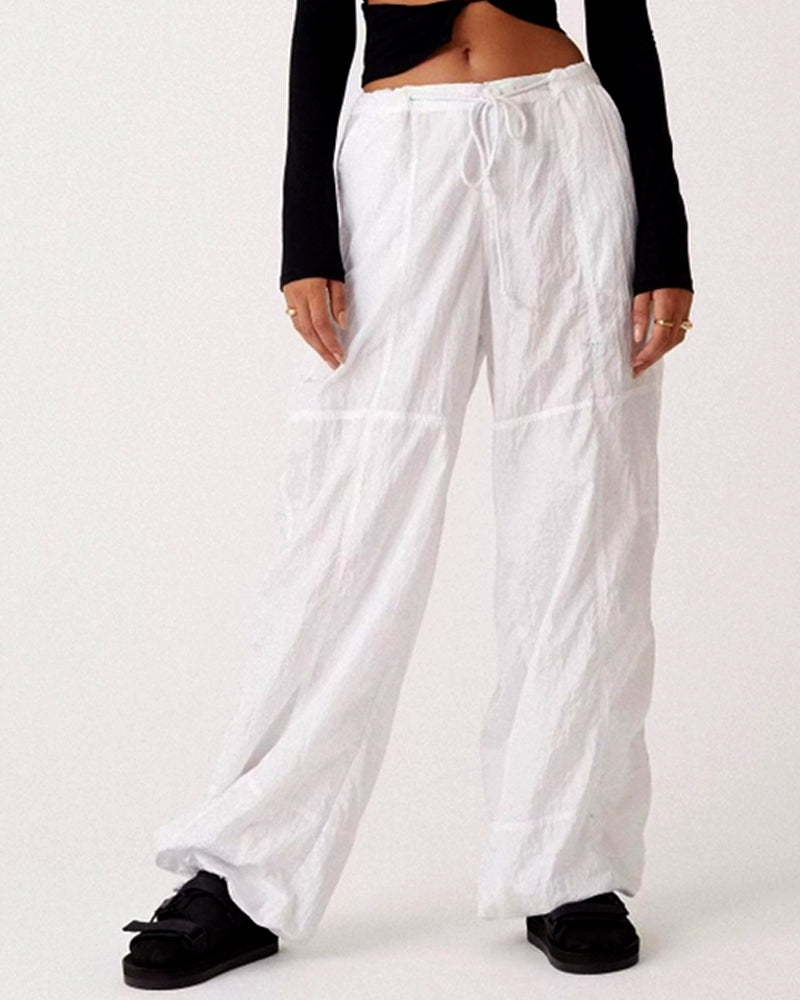 COMFORTABLE DRAWSTRING WIDE LEG CASUAL PANTS
