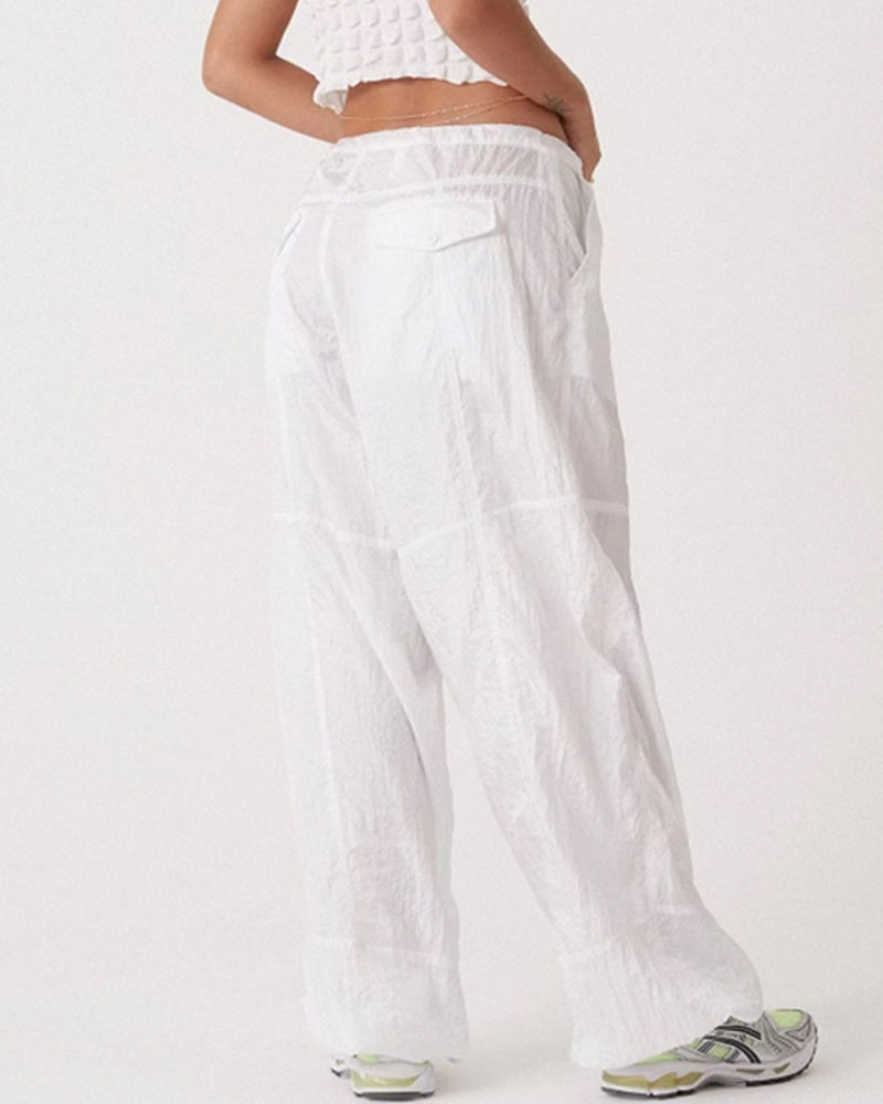 COMFORTABLE DRAWSTRING WIDE LEG CASUAL PANTS