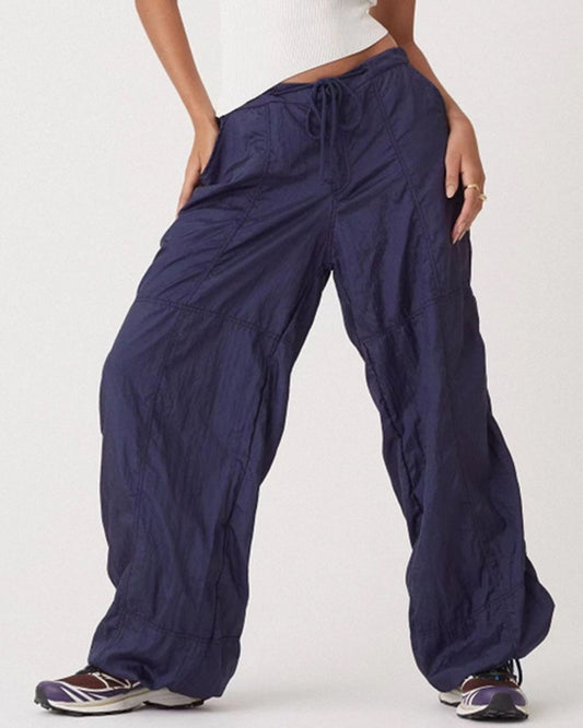 COMFORTABLE DRAWSTRING WIDE LEG CASUAL PANTS