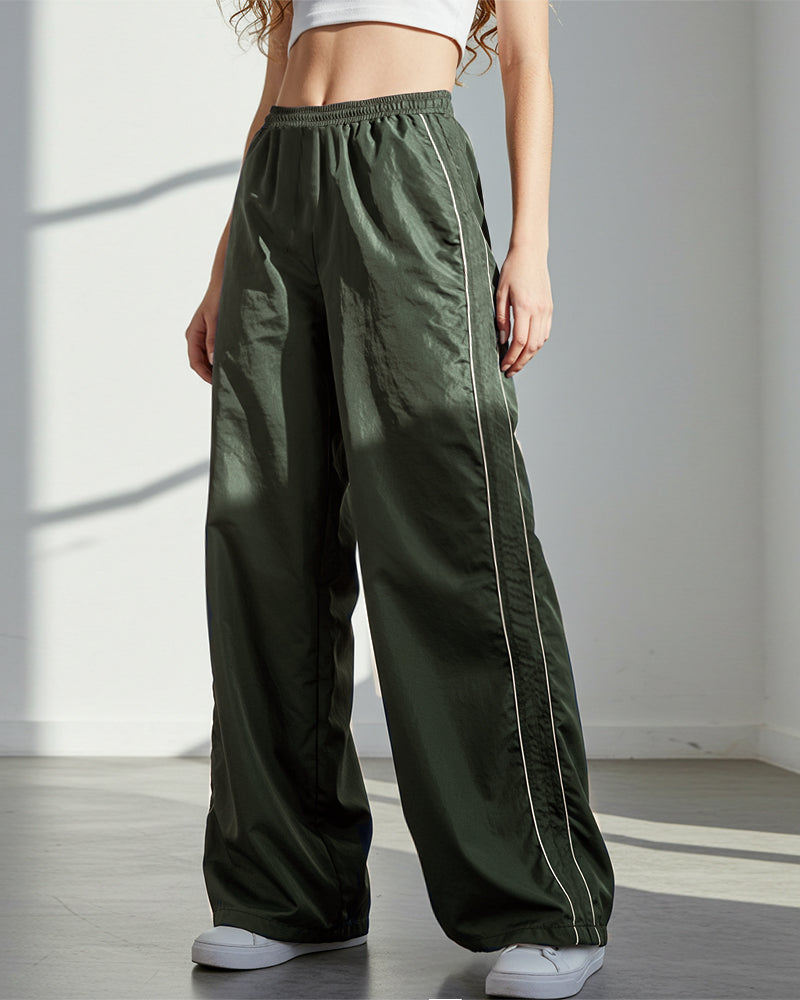 TRENDY DRAWSTRING SIDE CASUAL ELASTIC WAIST PANTS