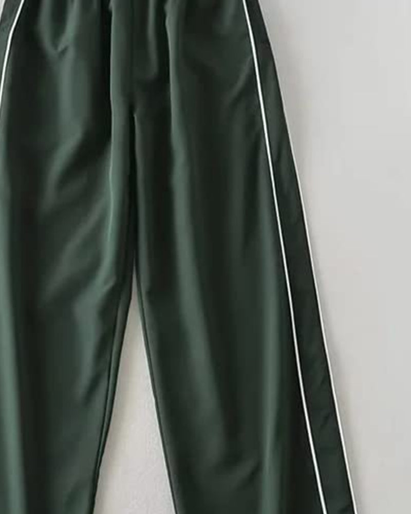 TRENDY DRAWSTRING SIDE CASUAL ELASTIC WAIST PANTS