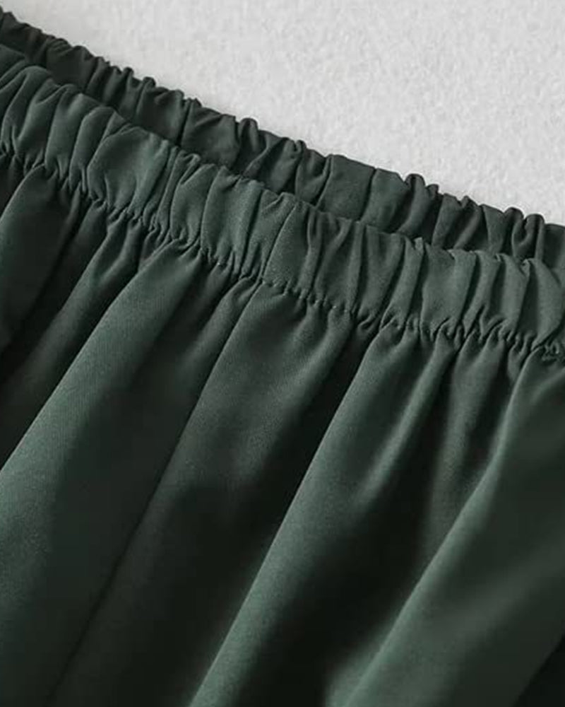TRENDY DRAWSTRING SIDE CASUAL ELASTIC WAIST PANTS