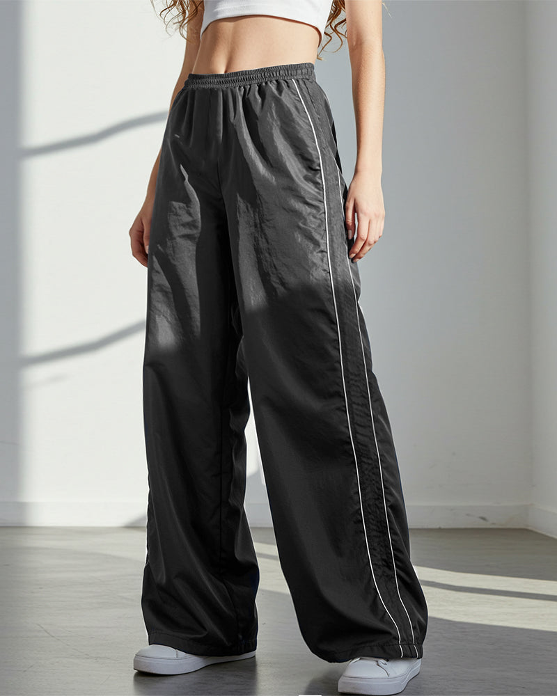 TRENDY DRAWSTRING SIDE CASUAL ELASTIC WAIST PANTS