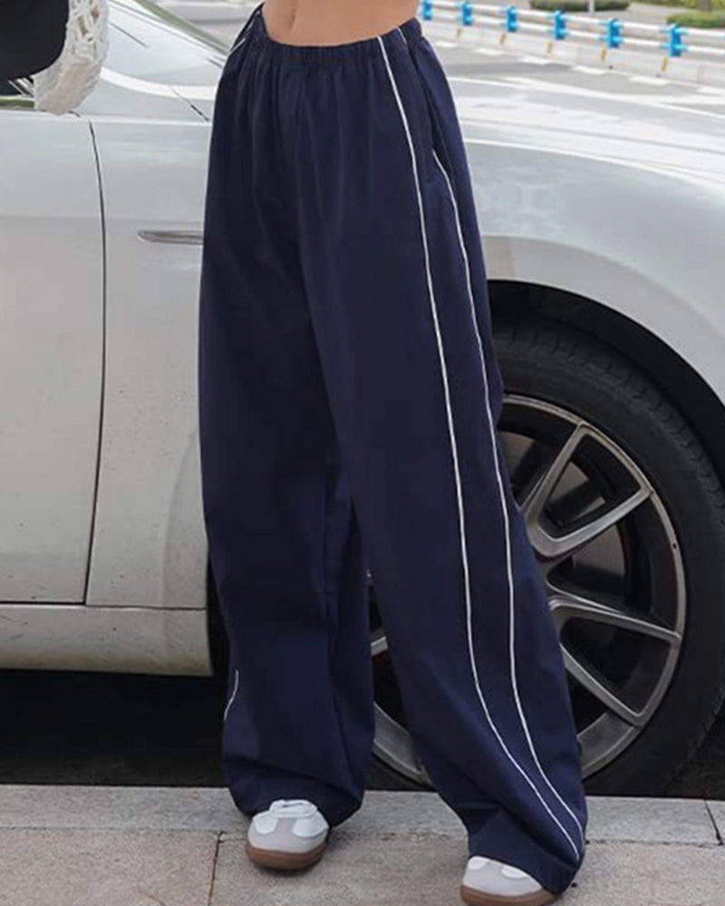 TRENDY DRAWSTRING SIDE CASUAL ELASTIC WAIST PANTS