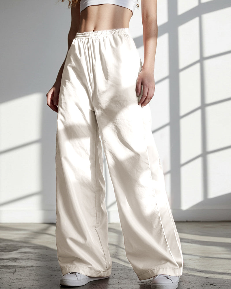 TRENDY DRAWSTRING SIDE CASUAL ELASTIC WAIST PANTS