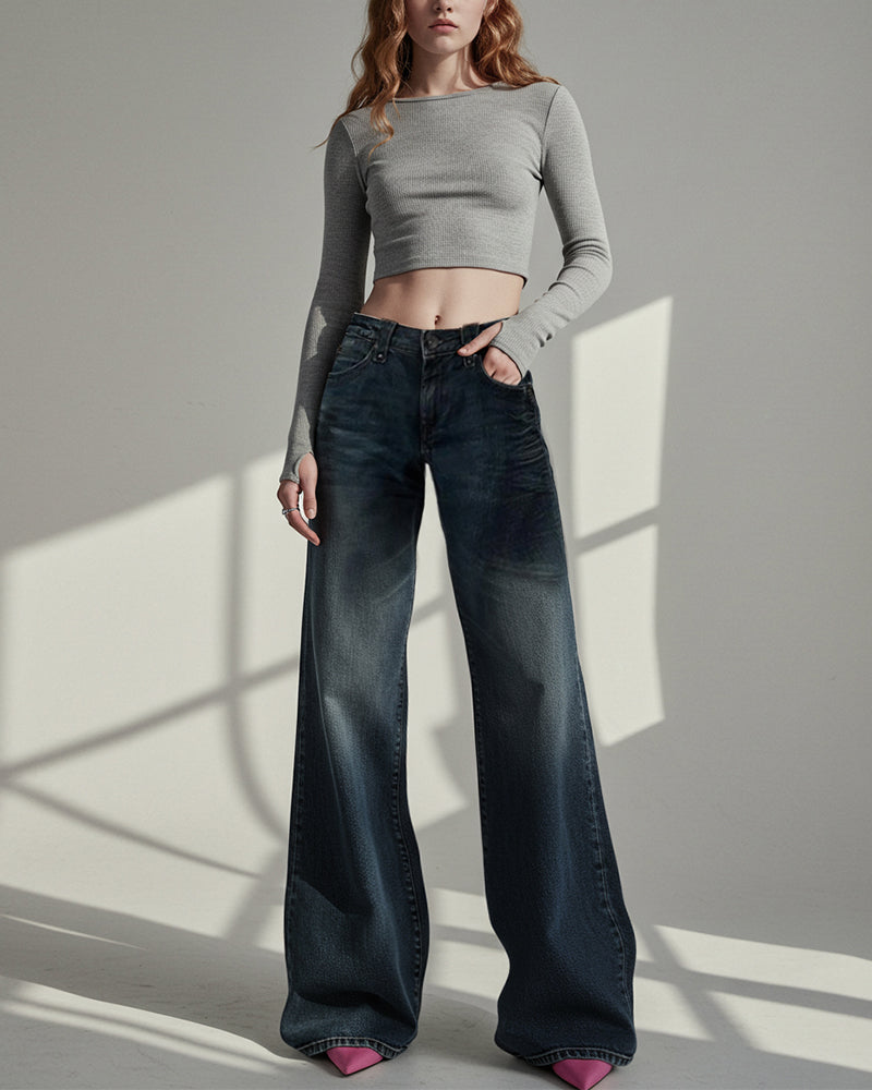CASUAL SLIMMING LOW-RISE BAGGY JEANS