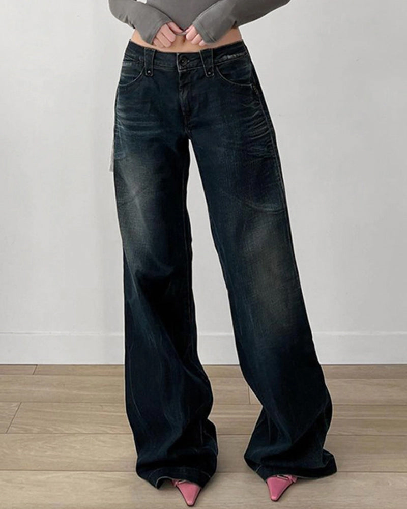 CASUAL SLIMMING LOW-RISE BAGGY JEANS