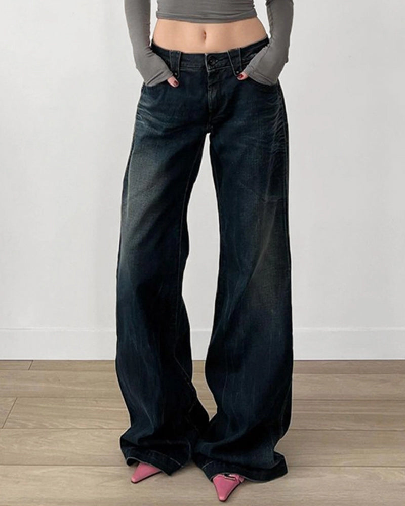 CASUAL SLIMMING LOW-RISE BAGGY JEANS
