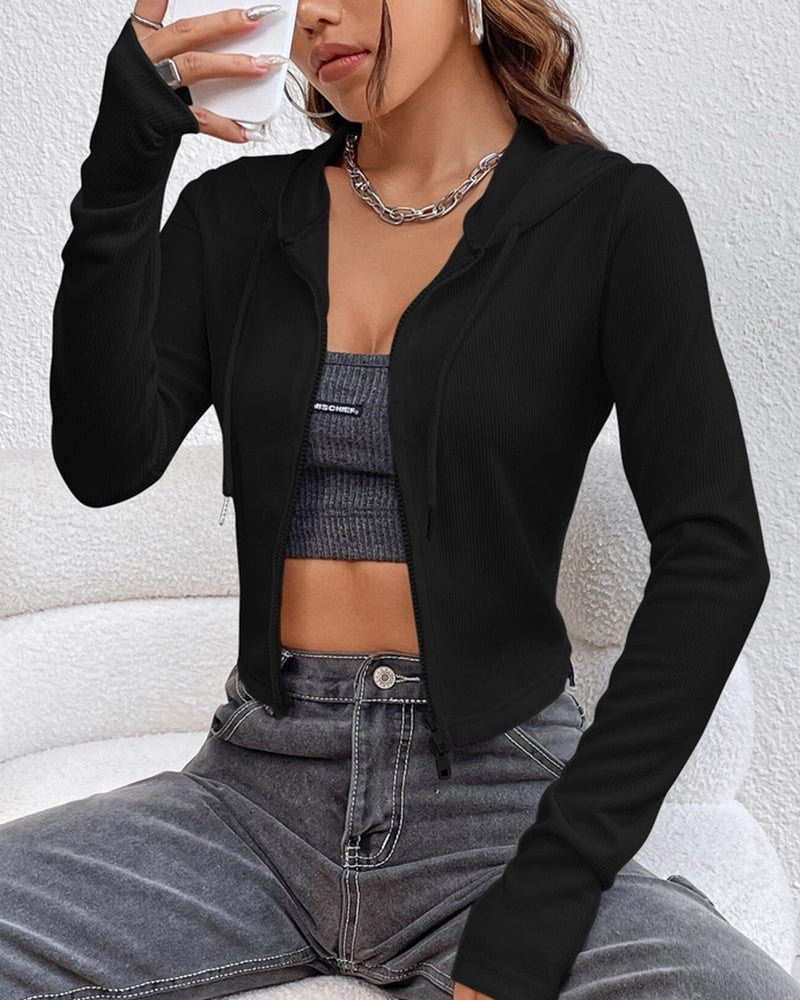 DESIGN ZIP-UP CARDIGAN JACKET LONG SLEEVE TOP