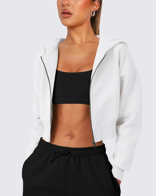 FLEECE ZIPPER CARDIGAN HOODIE CASUAL JACKET