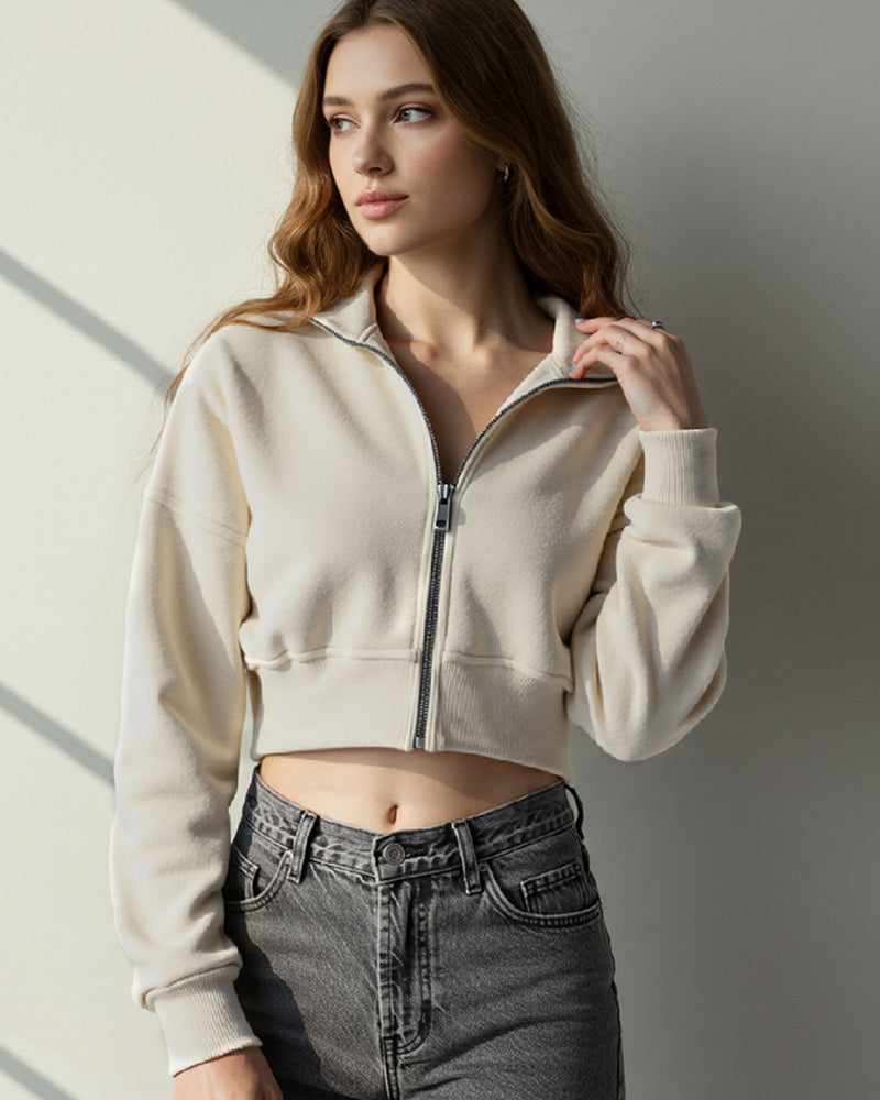 FLEECE ZIPPER CARDIGAN HOODIE CASUAL JACKET