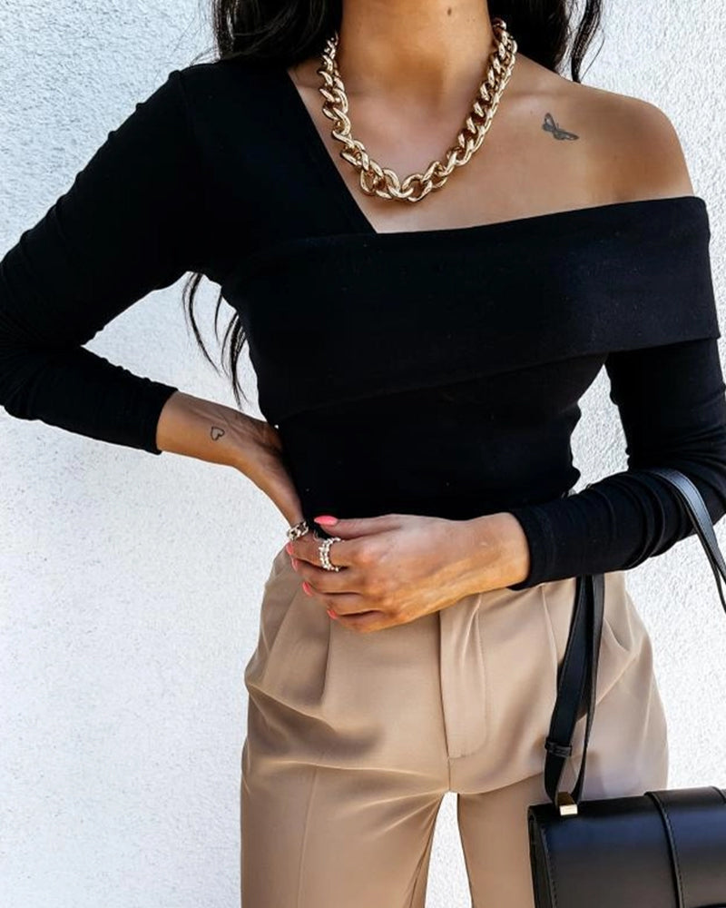STYLISH SEXY OFF-THE-SHOULDER LONG SLEEVE T-SHIRT