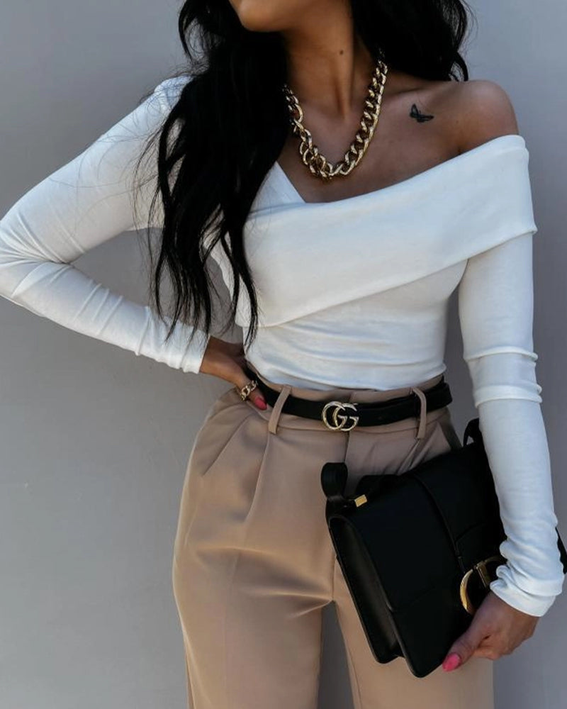 STYLISH SEXY OFF-THE-SHOULDER LONG SLEEVE T-SHIRT