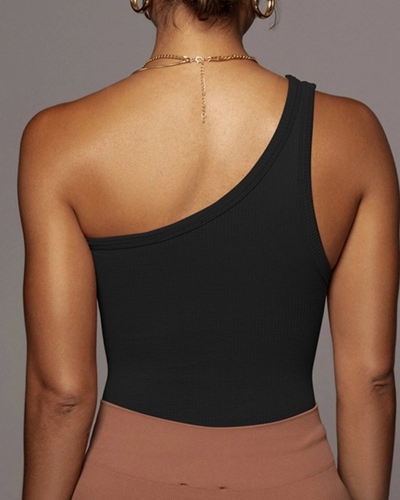 CWTTK0194_ONE SHOULDER SLEEVELESS SEXY CROP TANK TOP