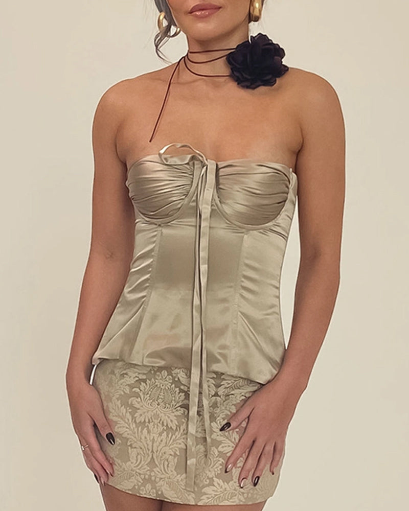 SEXY BACKLESS STRAPLESS CROP TOP BUSTIER CAMI
