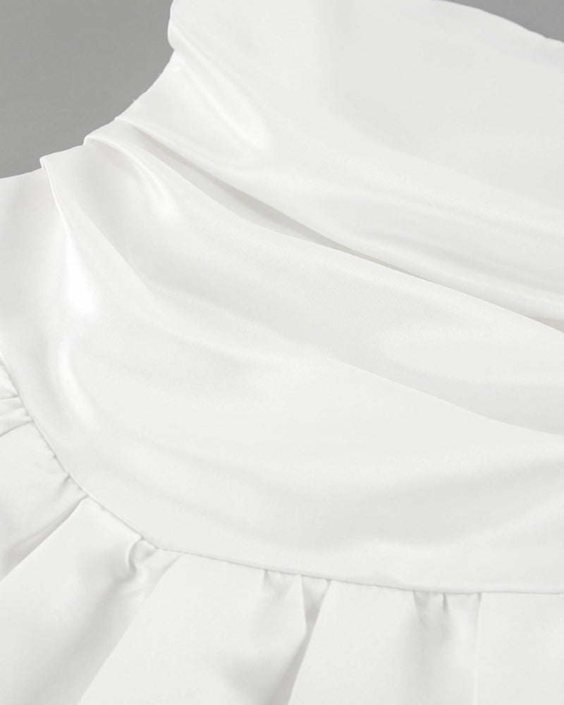 VOGUE PARTY MATTE SATIN BANDEAU BUD DRESS