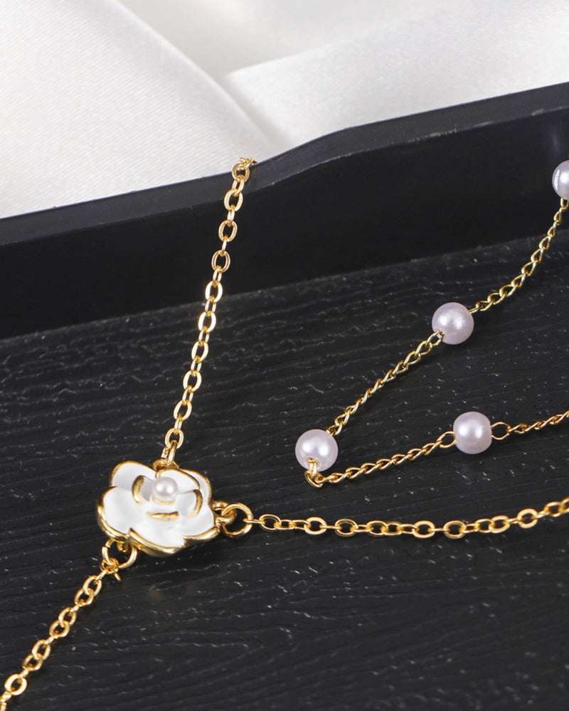 LUXURY PEARL NECKLACE BEADED COLLARBONE CHAIN