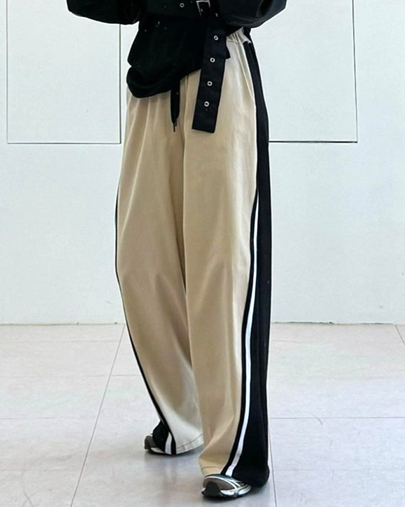 PATCHWORK ELASTIC-WAIST SPORTS SWEATPANTS