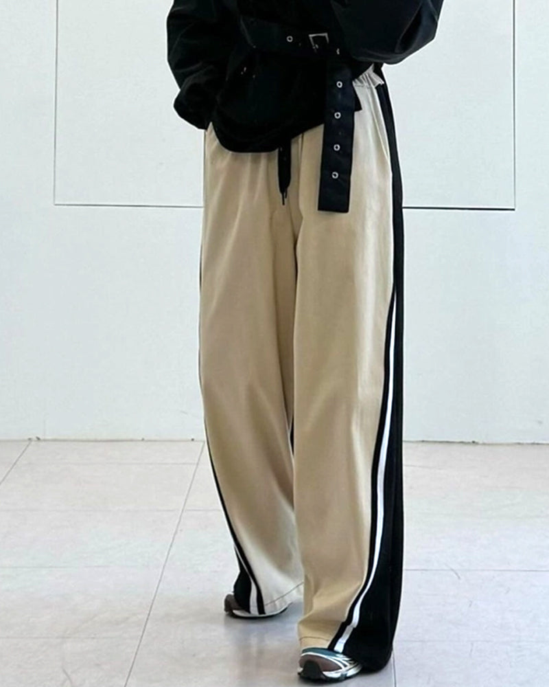 PATCHWORK ELASTIC-WAIST SPORTS SWEATPANTS