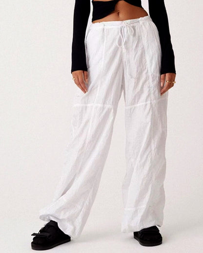 COMFORTABLE DRAWSTRING WIDE LEG CASUAL PANTS