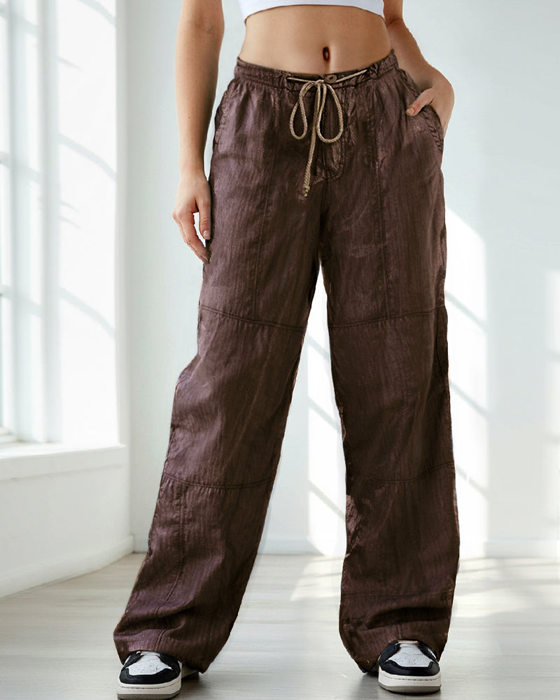 COMFORTABLE DRAWSTRING WIDE LEG CASUAL PANTS