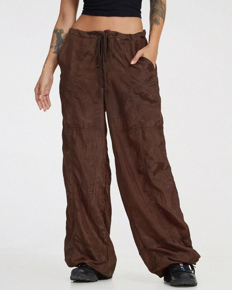 COMFORTABLE DRAWSTRING WIDE LEG CASUAL PANTS