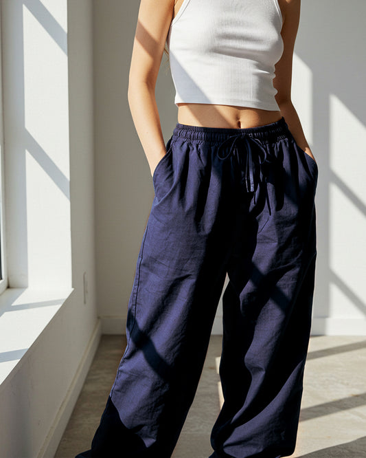 COMFORTABLE DRAWSTRING WIDE LEG CASUAL PANTS