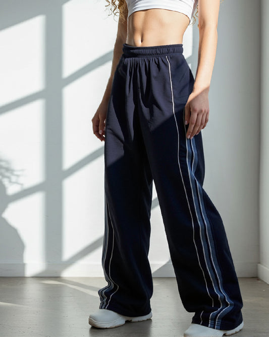 STRIPED DESIGN SENSE BASIC CASUAL WOVEN PANTS