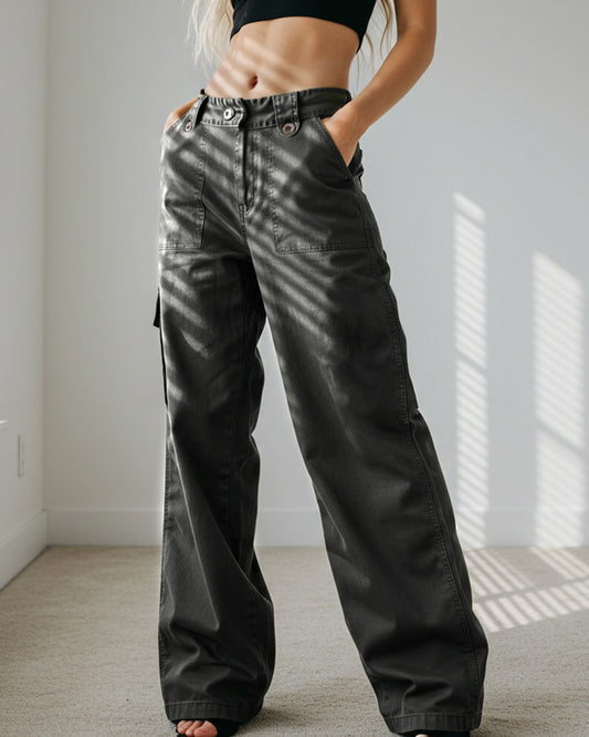 BASIC FASHION LOOSE CASUAL WOVEN TROUSERS