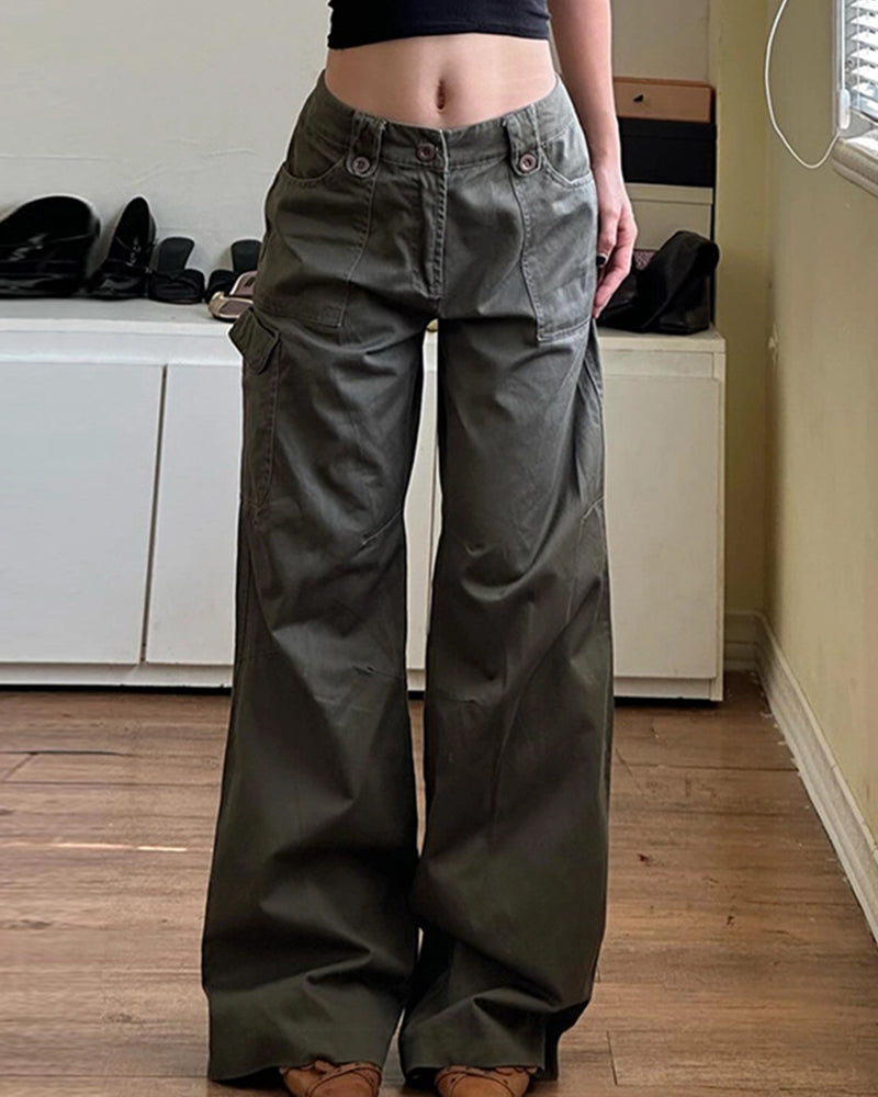 BASIC FASHION LOOSE CASUAL WOVEN TROUSERS