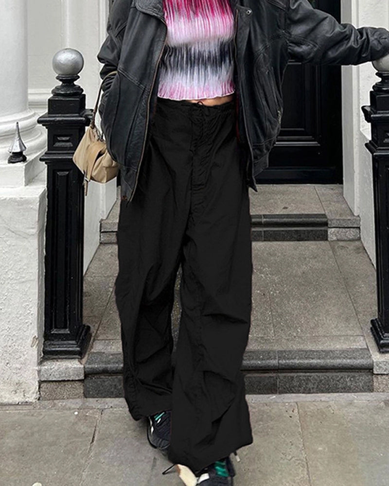 TRENDY LOW WAIST CASUAL WIDE-LEG CARGO PANTS