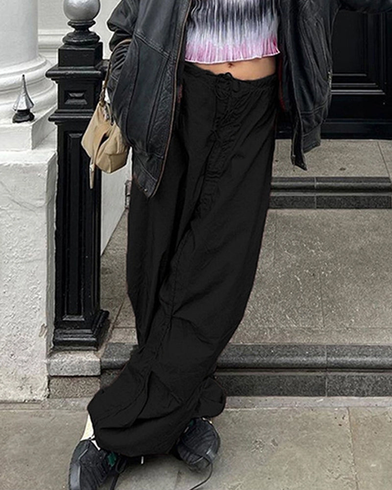 TRENDY LOW WAIST CASUAL WIDE-LEG CARGO PANTS