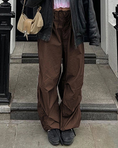 TRENDY LOW WAIST CASUAL WIDE-LEG CARGO PANTS