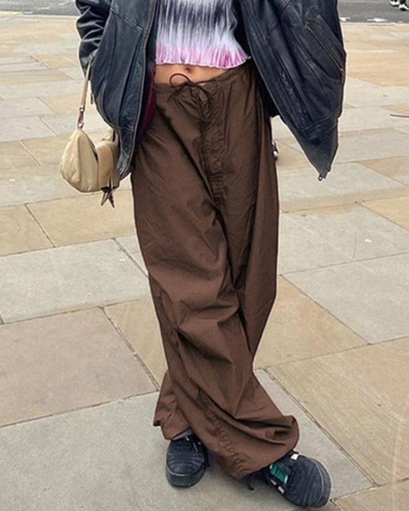 TRENDY LOW WAIST CASUAL WIDE-LEG CARGO PANTS