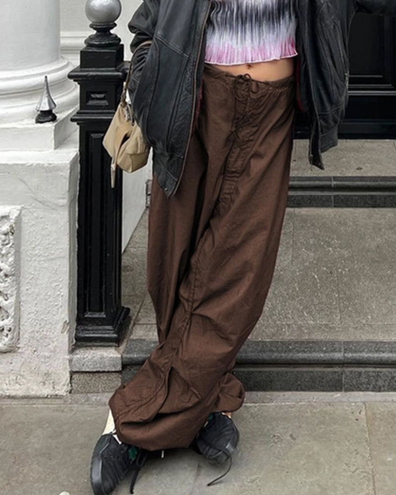 TRENDY LOW WAIST CASUAL WIDE-LEG CARGO PANTS