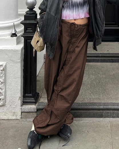 TRENDY LOW WAIST CASUAL WIDE-LEG CARGO PANTS
