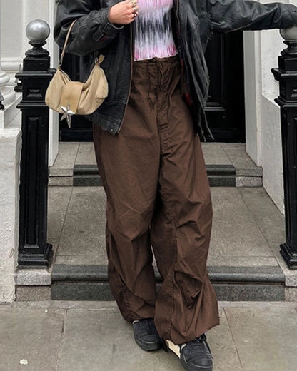 TRENDY LOW WAIST CASUAL WIDE-LEG CARGO PANTS