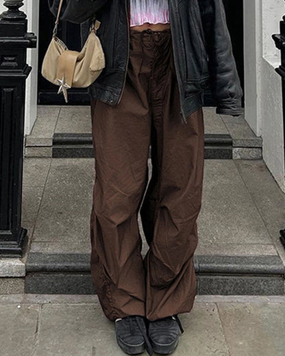 TRENDY LOW WAIST CASUAL WIDE-LEG CARGO PANTS