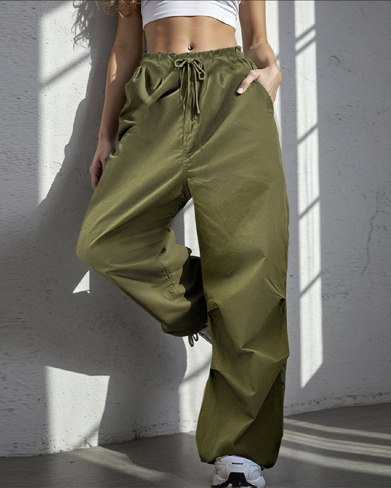 TRENDY LOW WAIST CASUAL WIDE-LEG CARGO PANTS