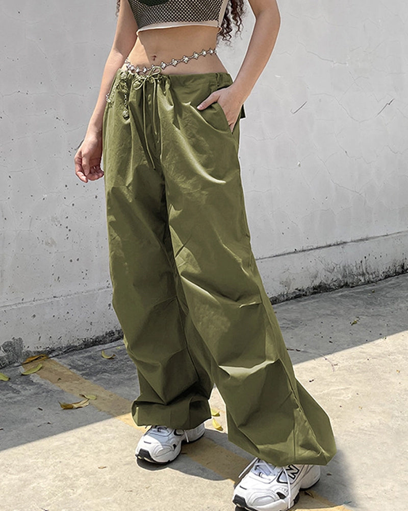 TRENDY LOW WAIST CASUAL WIDE-LEG CARGO PANTS