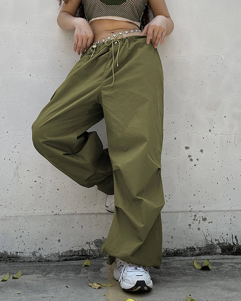 TRENDY LOW WAIST CASUAL WIDE-LEG CARGO PANTS