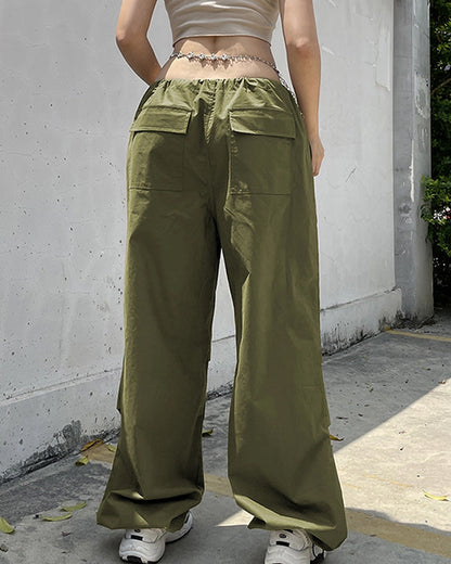 TRENDY LOW WAIST CASUAL WIDE-LEG CARGO PANTS
