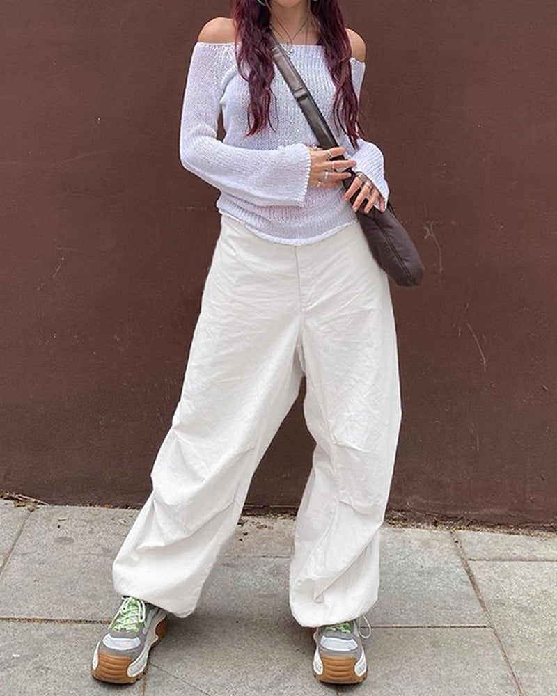 TRENDY LOW WAIST CASUAL WIDE-LEG CARGO PANTS