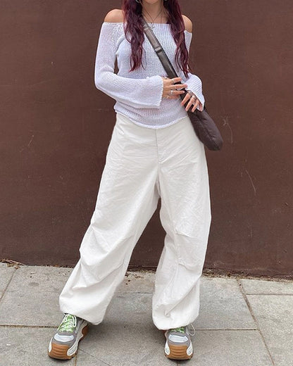 TRENDY LOW WAIST CASUAL WIDE-LEG CARGO PANTS