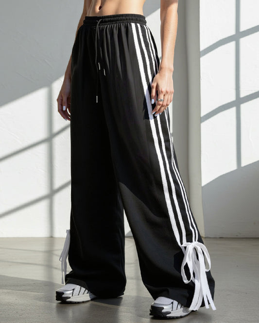 TRENDY COLORBLOCK HIGH-WAIST WIDE-LEG PANTS