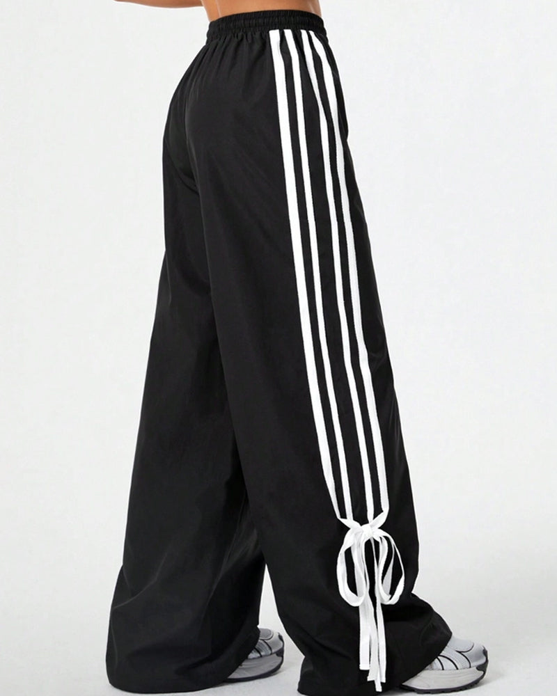 TRENDY COLORBLOCK HIGH-WAIST WIDE-LEG PANTS