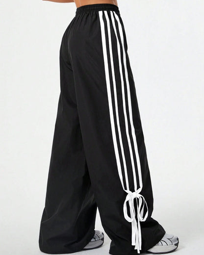 TRENDY COLORBLOCK HIGH-WAIST WIDE-LEG PANTS