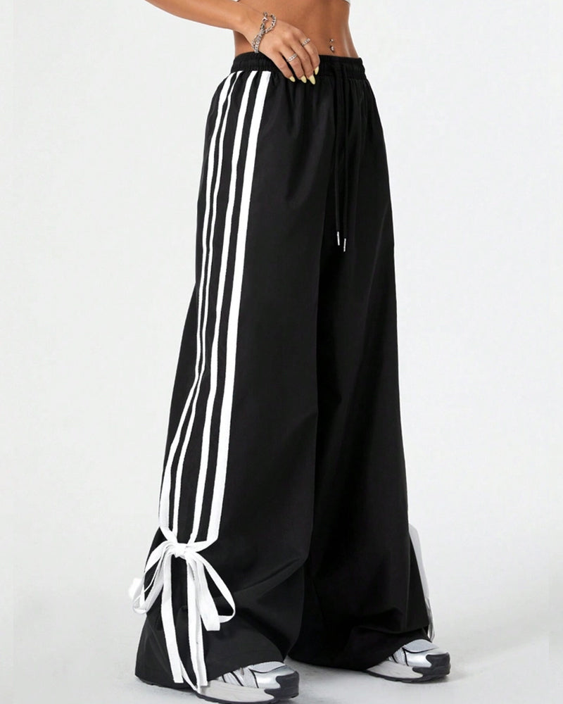 TRENDY COLORBLOCK HIGH-WAIST WIDE-LEG PANTS