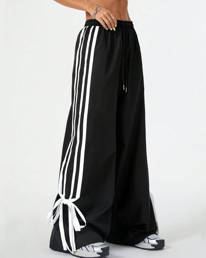 TRENDY COLORBLOCK HIGH-WAIST WIDE-LEG PANTS